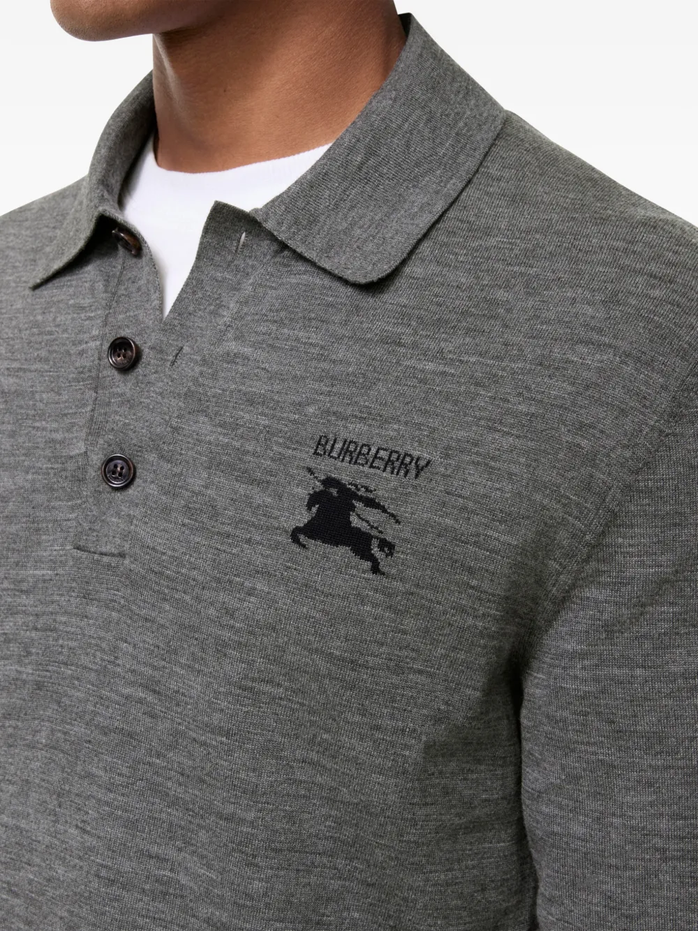 Burberry Knight wollen poloshirt met lange mouwen Grijs