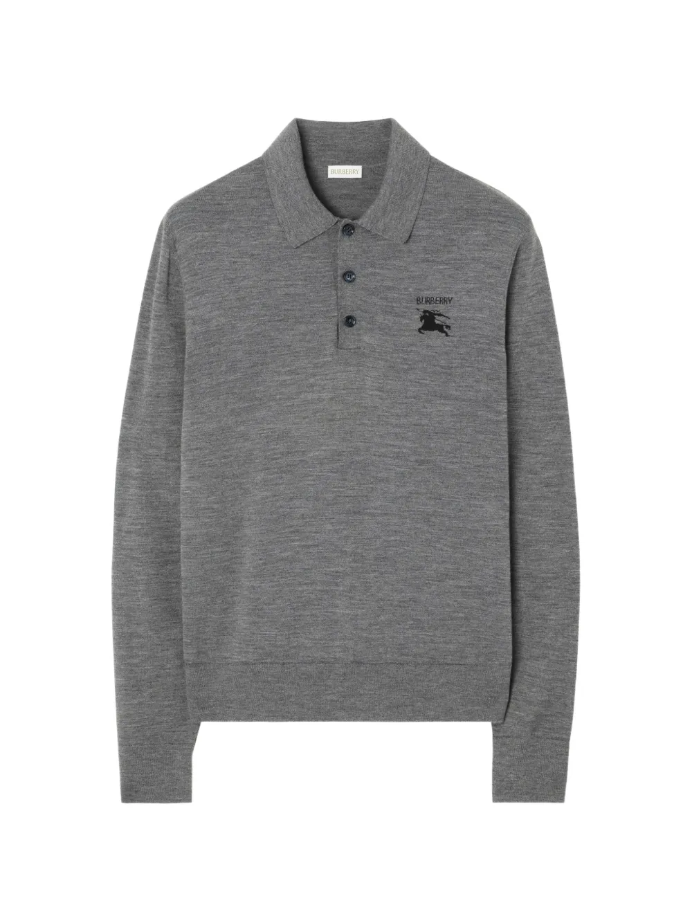 Burberry Polo Kinght in lana a maniche lunghe - Grigio