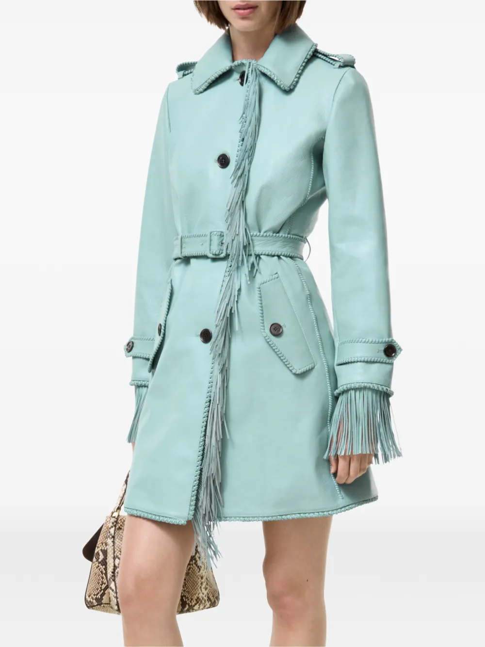 Burberry Leren jas met franje Blauw