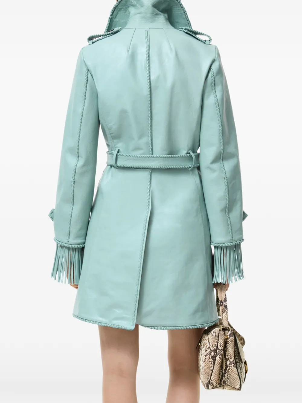 Burberry Leren jas met franje Blauw
