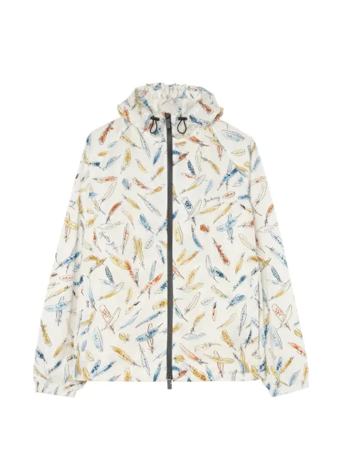 Burberry feather-print nylon hooded jacket