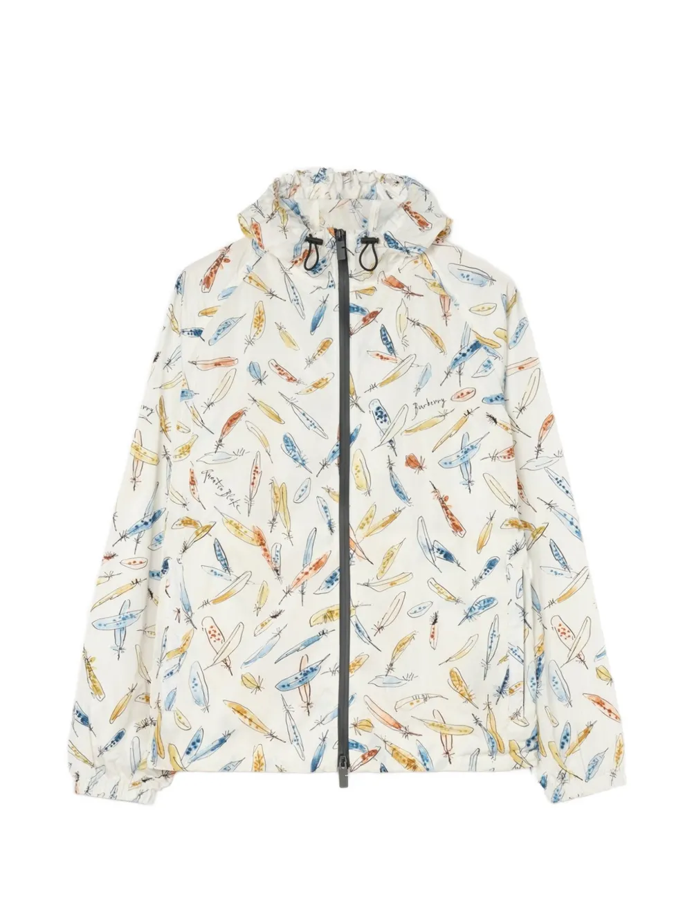 Burberry Nylon jack met veren-print en capuchon Wit