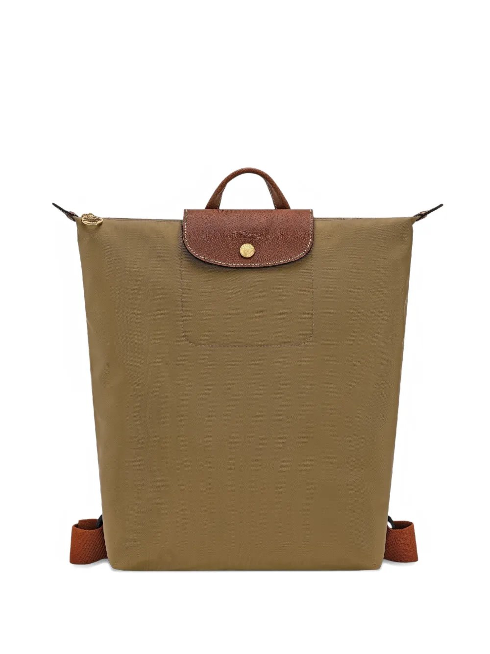 Longchamp Lona Leather-trim Backpack In Orange