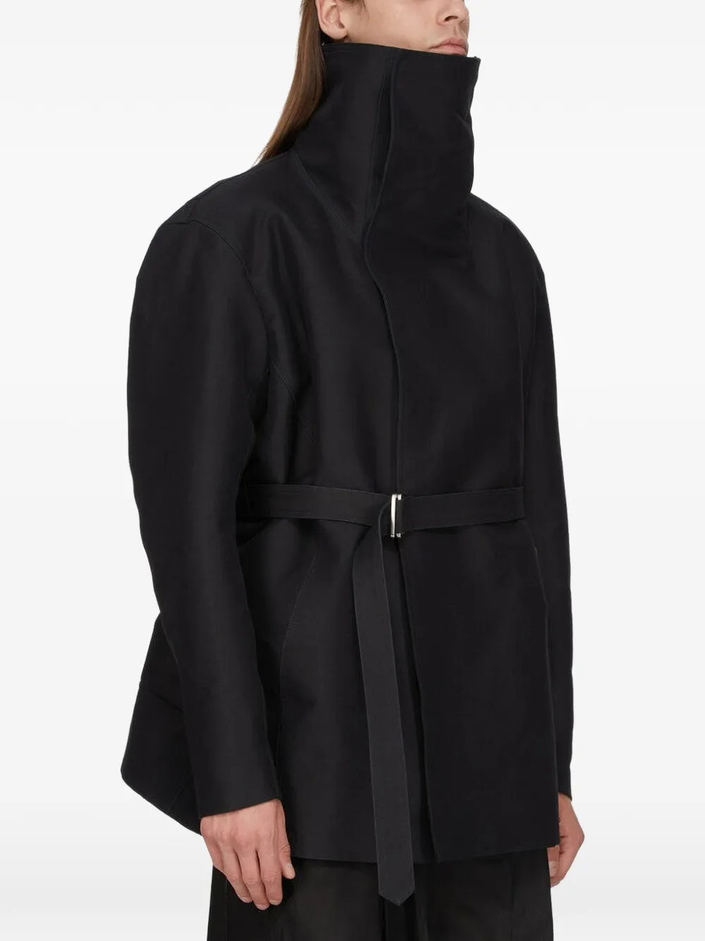 Rick Owens Dracucaban jack met trechterhals en ceintuur Zwart