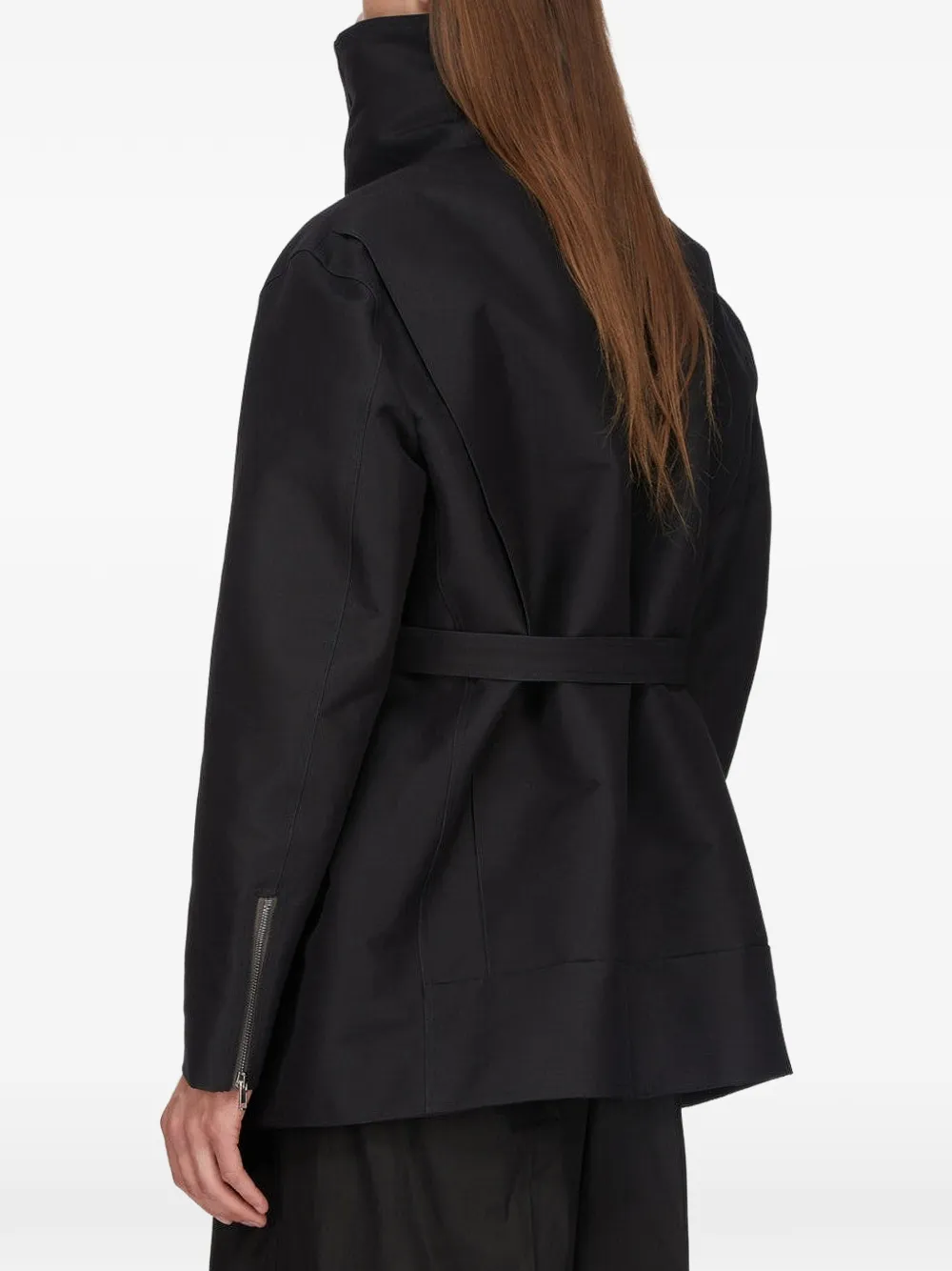 Rick Owens Dracucaban jack met trechterhals en ceintuur Zwart
