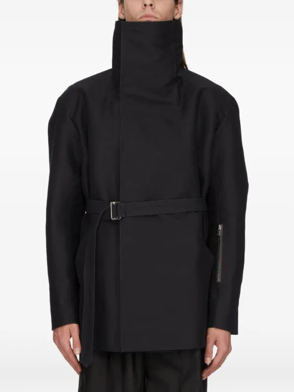 Rick Owens Dracucaban funnel-neck Belted Jacket | Black | FARFETCH