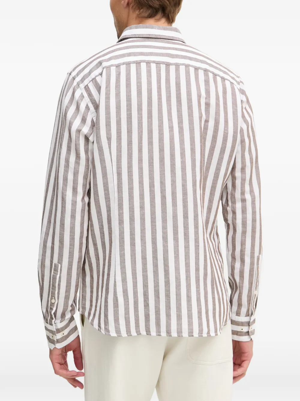 Joop! Pit overhemd met verticale strepen en lange mouwen Wit