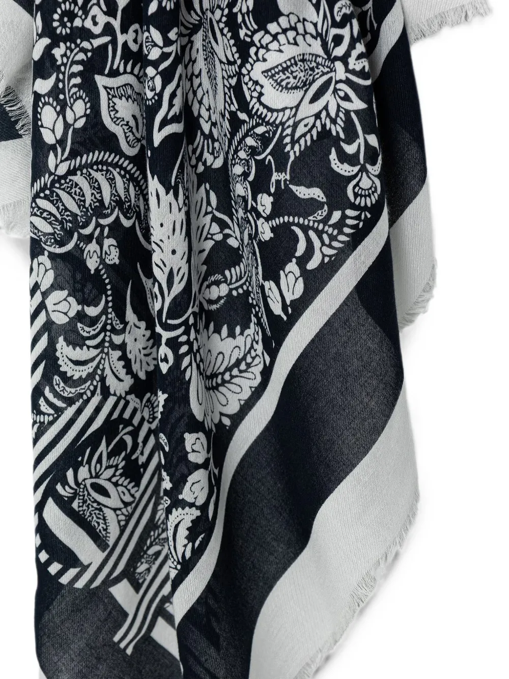 Joop! Adalia sjaal met bloemenprint en logo Zwart