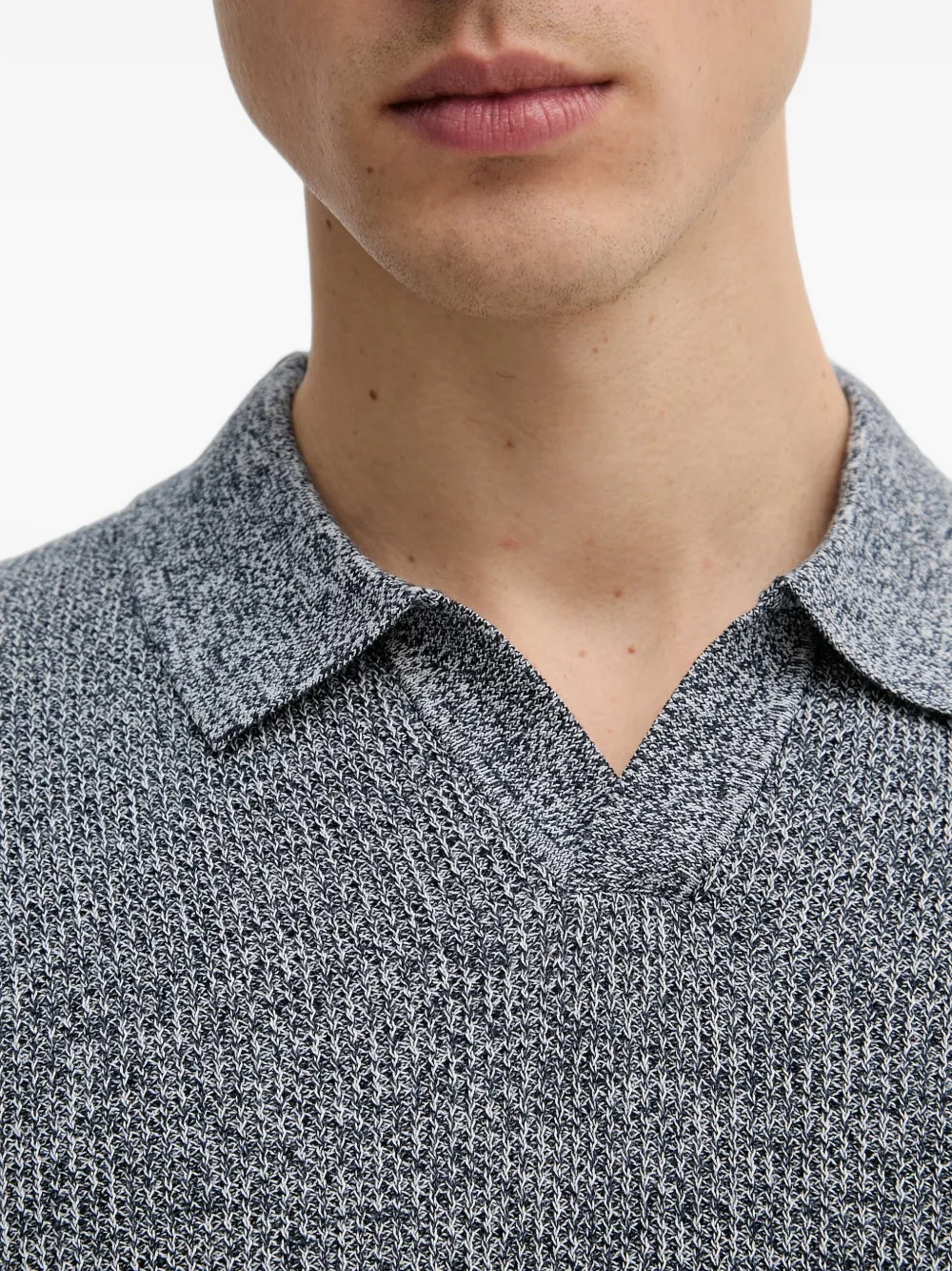 Joop! Adrianor gemêleerd gebreid T-shirt met korte mouwen Grijs