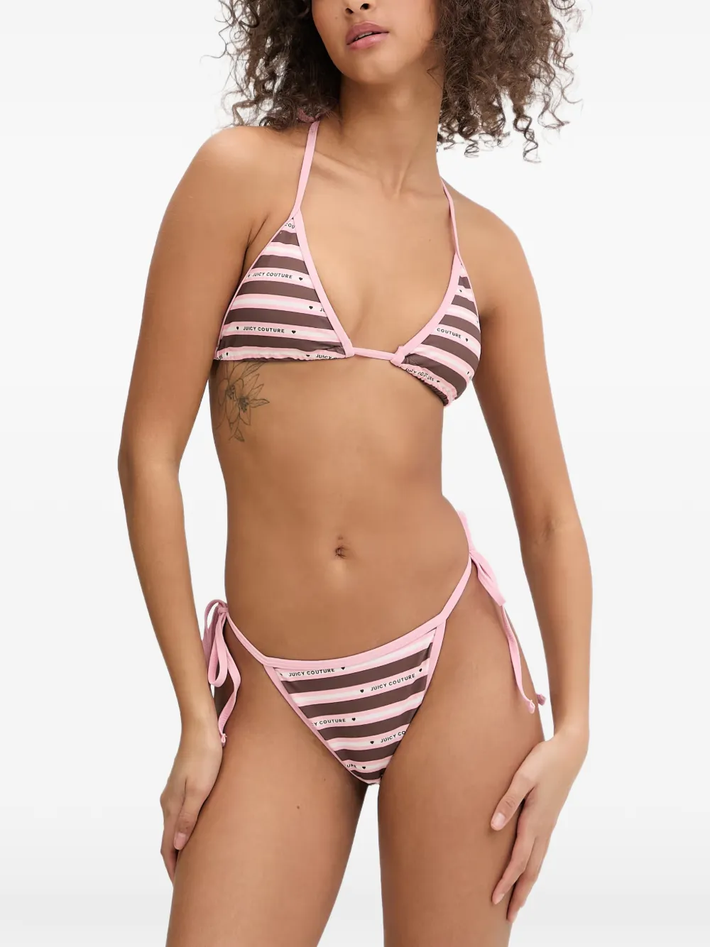 Juicy Couture logo-print striped bikini - Marrone