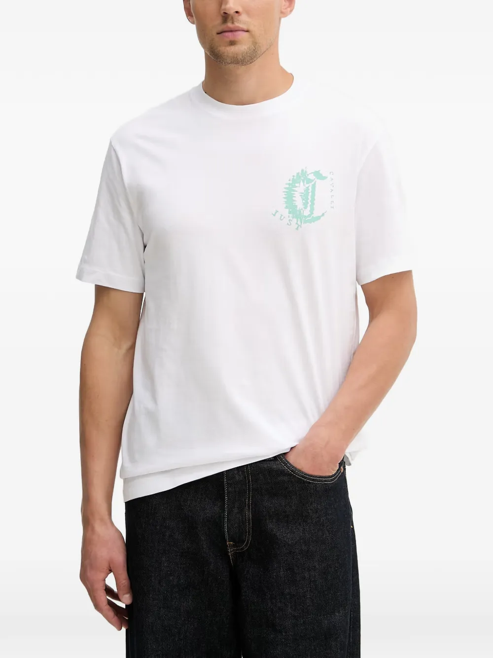Just Cavalli Katoenen T-shirt met logoprint Wit