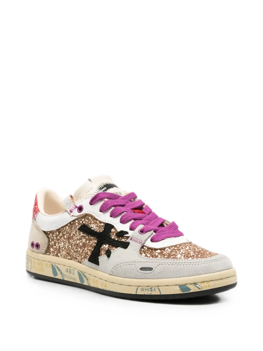 Premiata glitter-embellished sneakers Goud