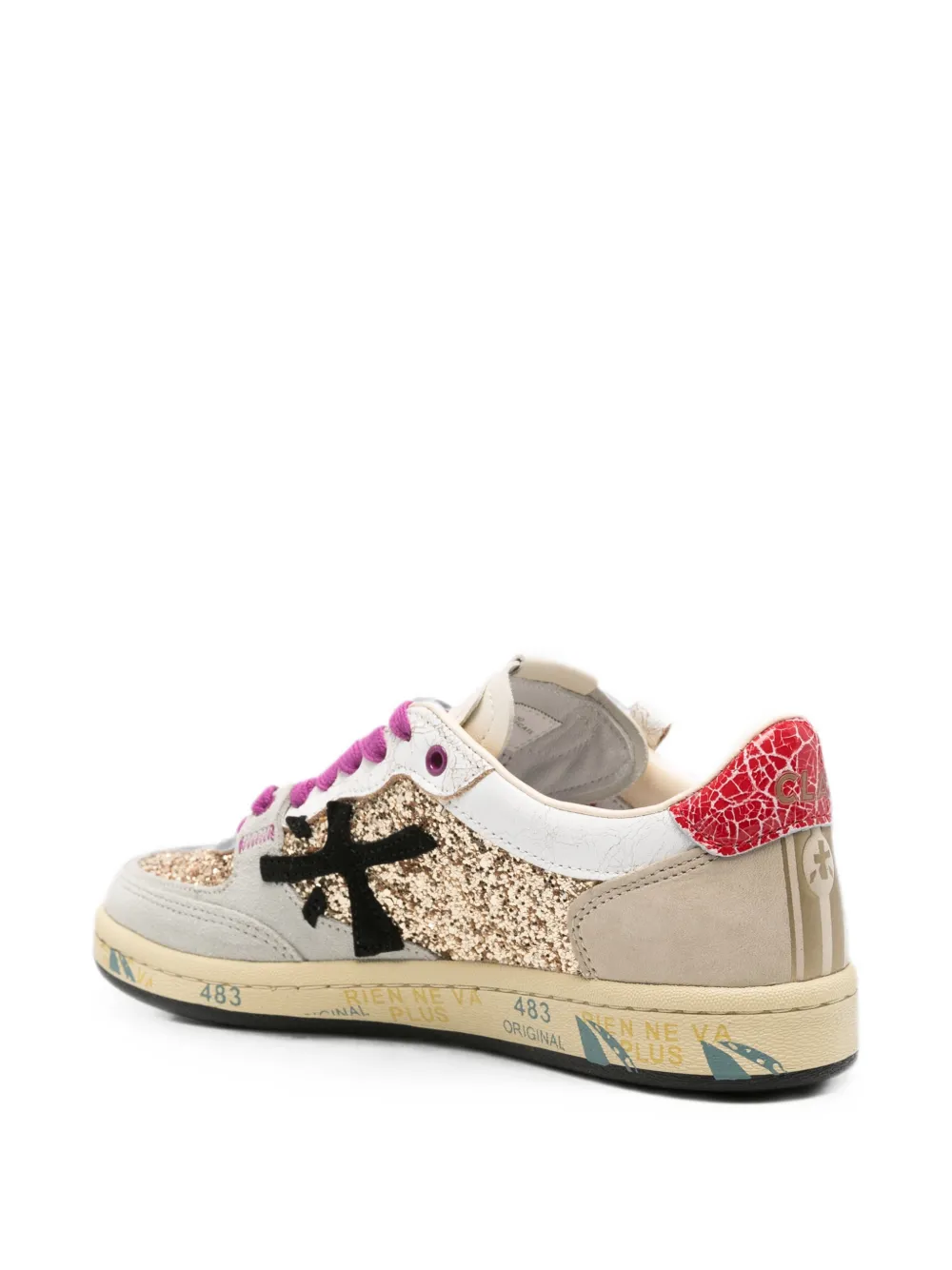 Premiata glitter-embellished sneakers Goud