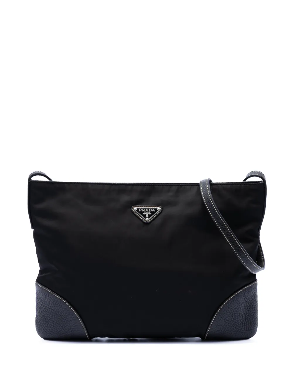 Prada Pre-Owned 2013-2026 Vitello Daino Trimmed Tessuto Zip Top crossbody bag - Nero