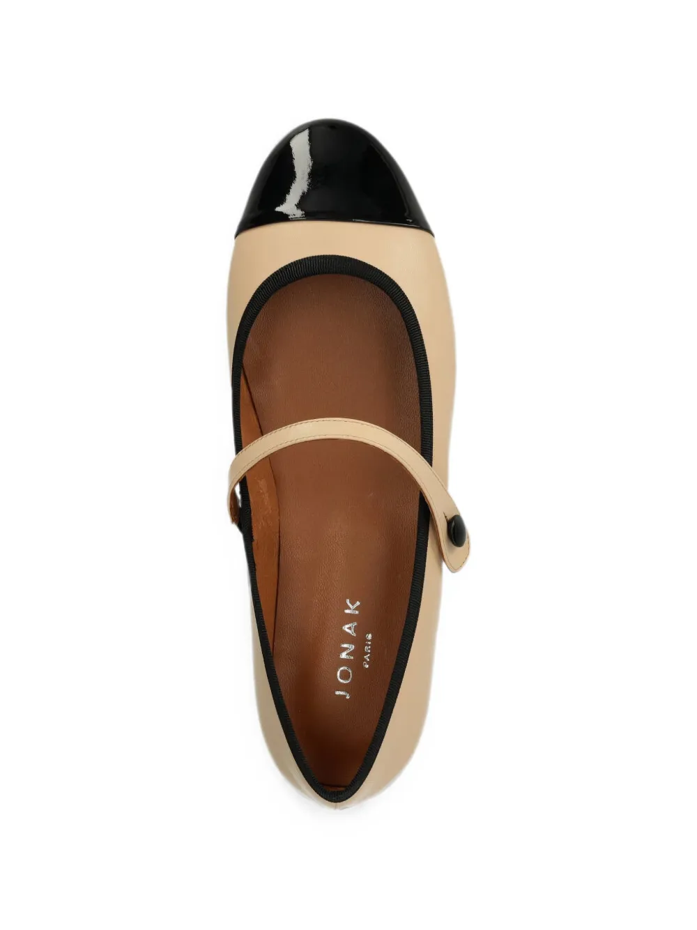 JONAK PARIS Mary Jane ballerina's met lakleren neus Beige
