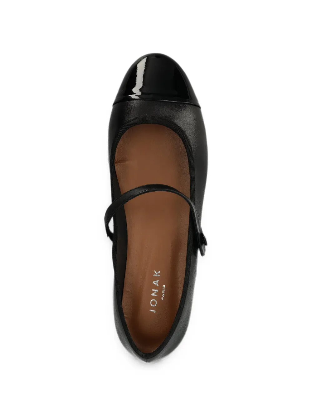 JONAK PARIS Dreux ballerina's met lakleren neus en klittenband Zwart