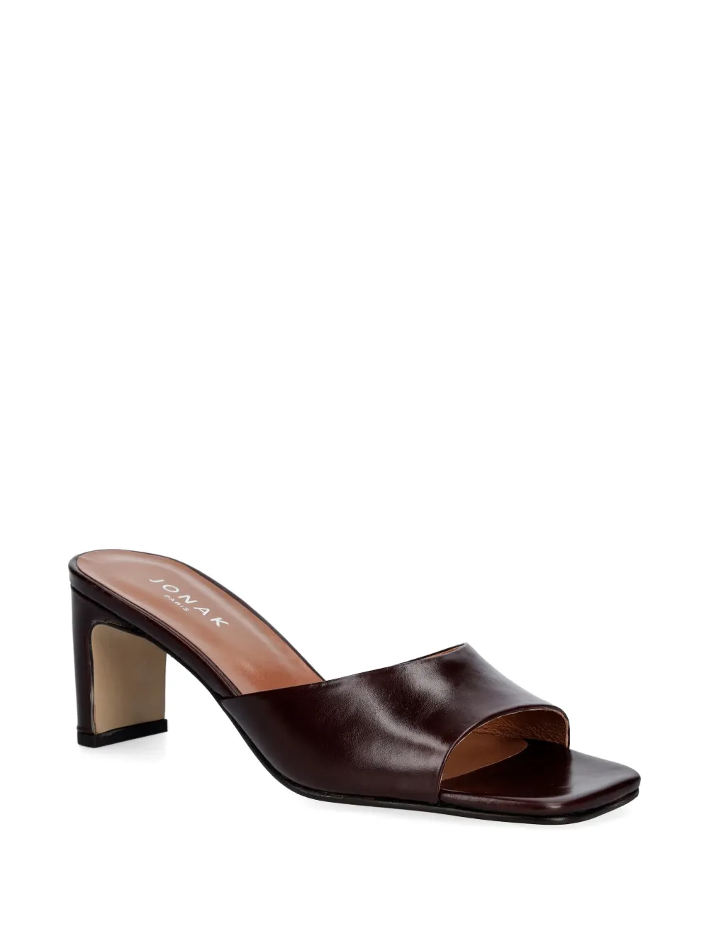 JONAK PARIS Derive leren sandalen met vierkante neus Bruin