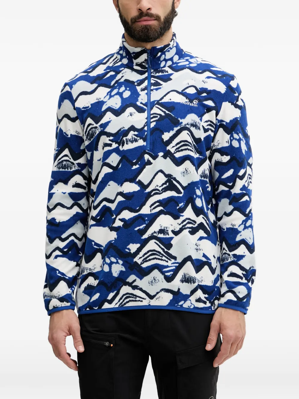 JACK WOLFSKIN Paw Era 100 Print HZ M quarter-zip sweater - Blu