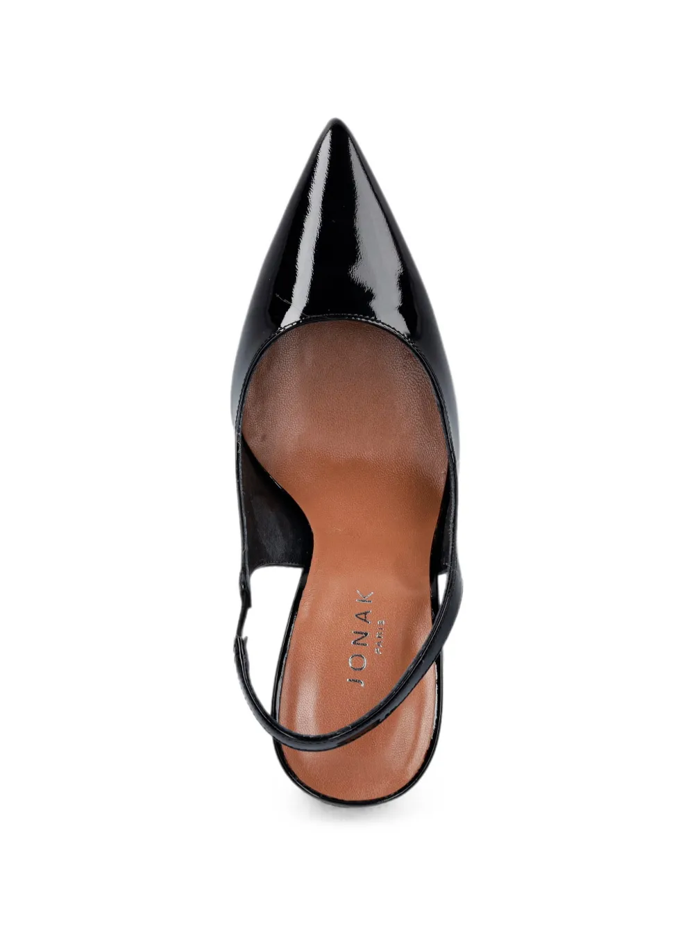 JONAK PARIS Dressy patent-finish leather slingback pumps Zwart