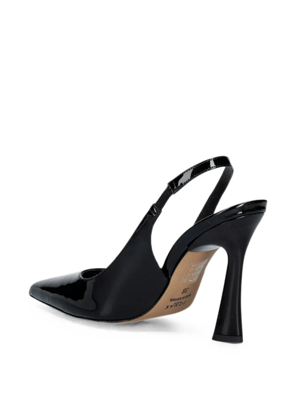 JONAK PARIS Dressy patent-finish leather slingback pumps Zwart