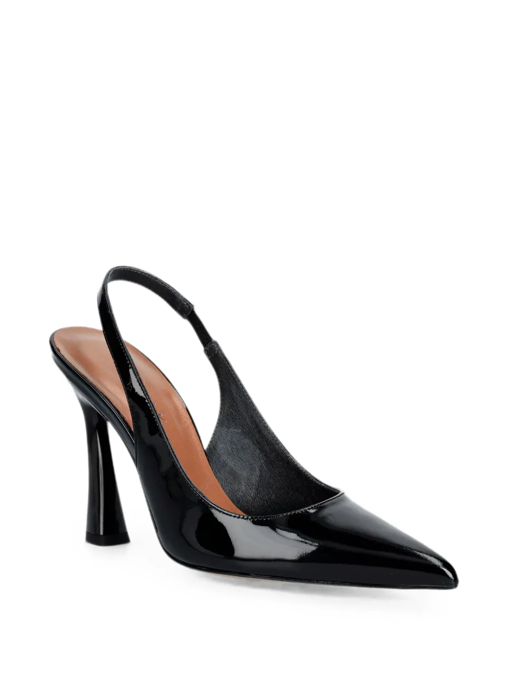 JONAK PARIS Dressy patent-finish leather slingback pumps Zwart