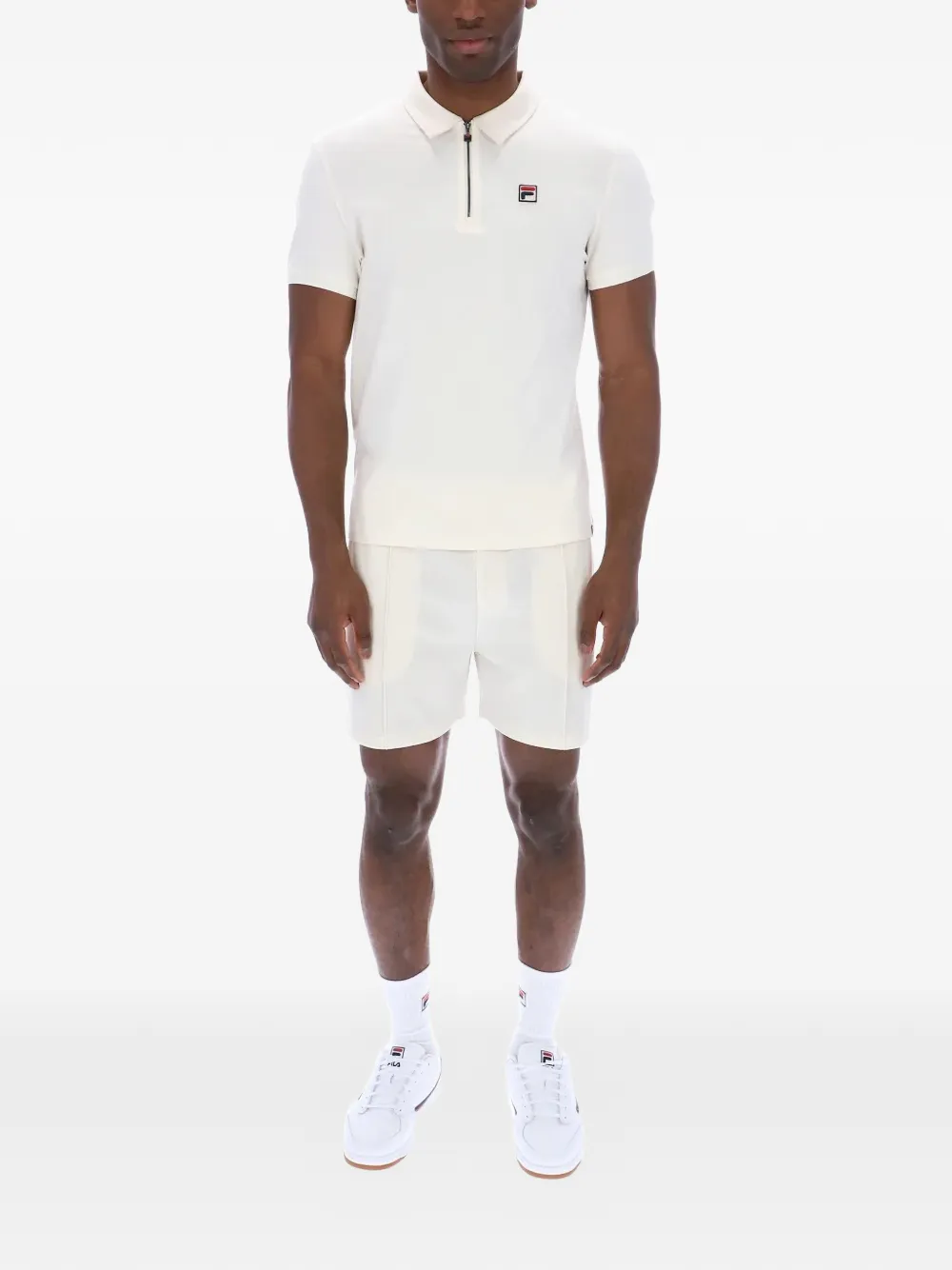 Fila Ettore poloshirt met logopatch en rits Wit
