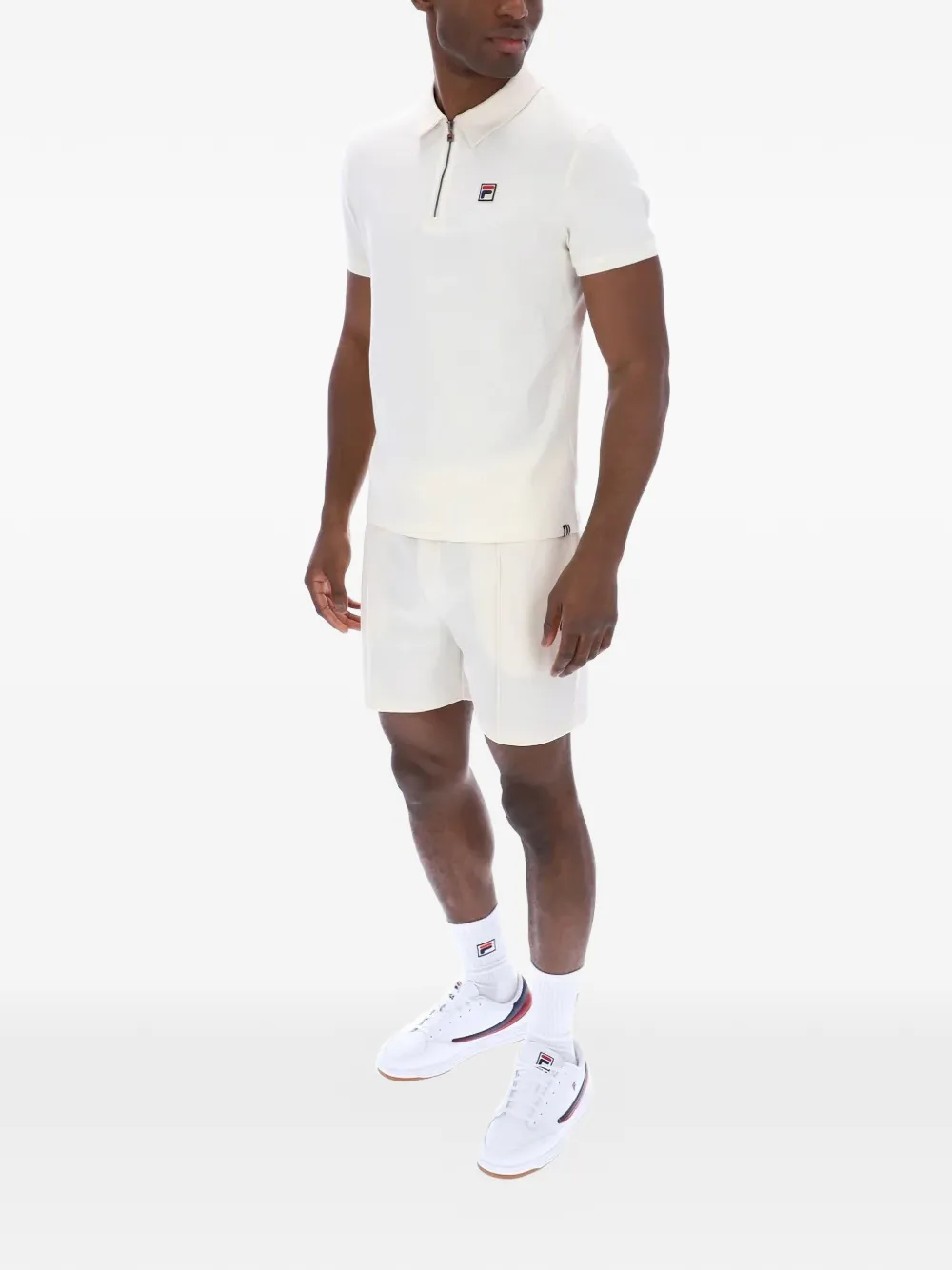 Fila Ettore poloshirt met logopatch en rits Wit