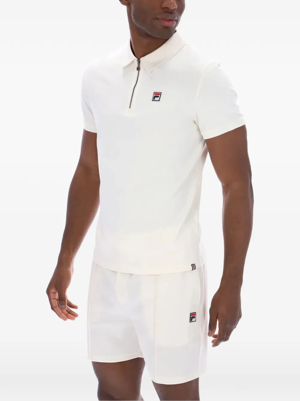 Fila Ettore poloshirt met logopatch en rits Wit