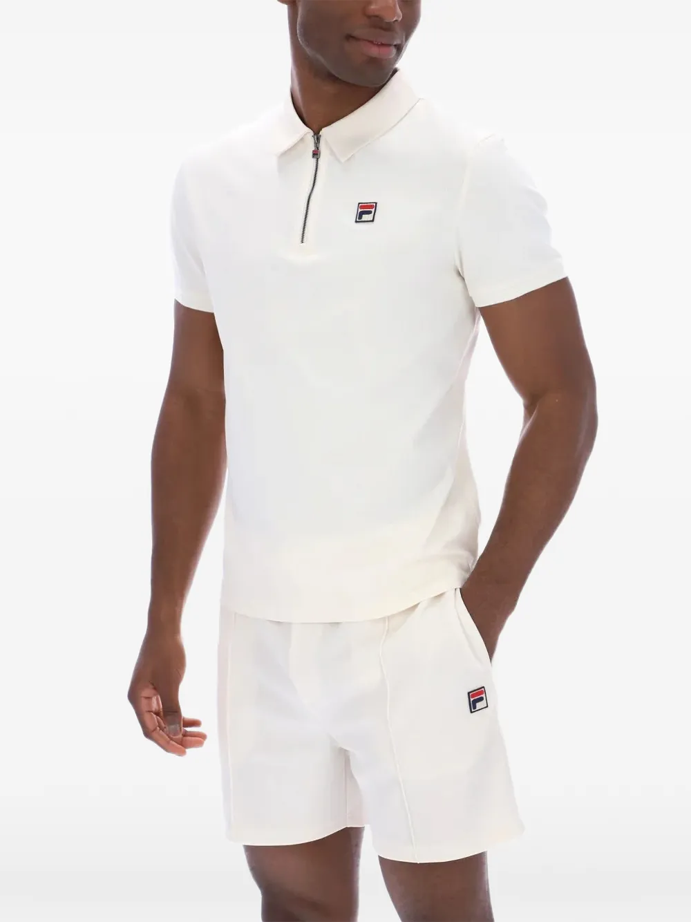 Fila Ettore poloshirt met logopatch en rits Wit
