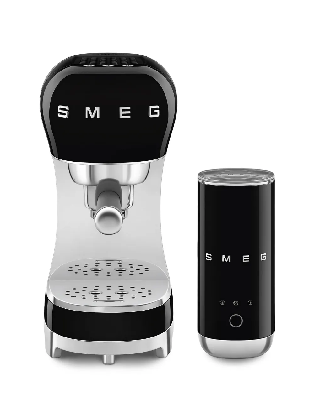 Smeg Anni 50 espresso machine and milk frother (33cm x 14.9cm x 32.9cm) - Nero