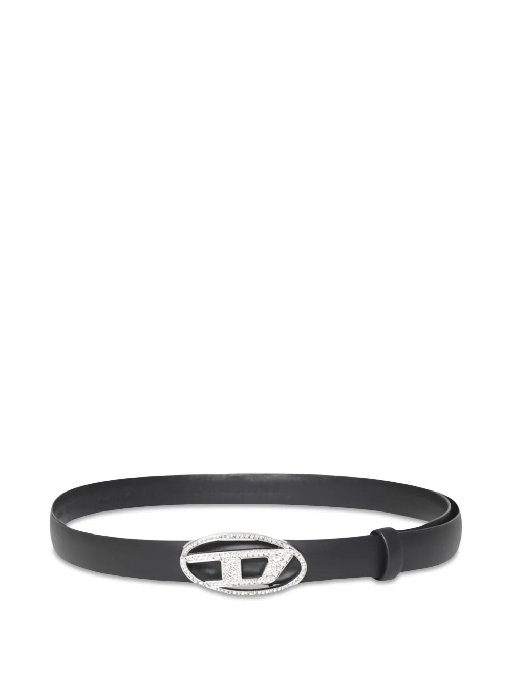 Diesel Kids' Oval D Crystal-embellished Belt In Black