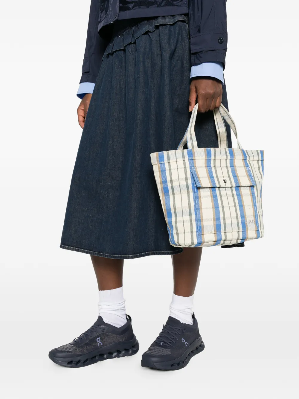  A.p.c. Bolso Shopper A Cuadros - Azul 