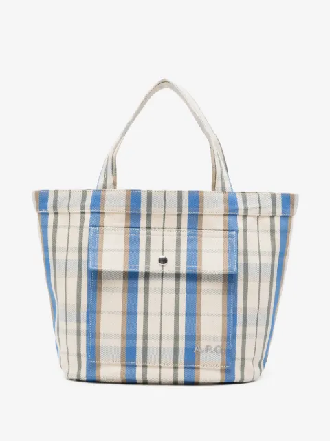 A.P.C. check-pattern flap-pocket tote bag