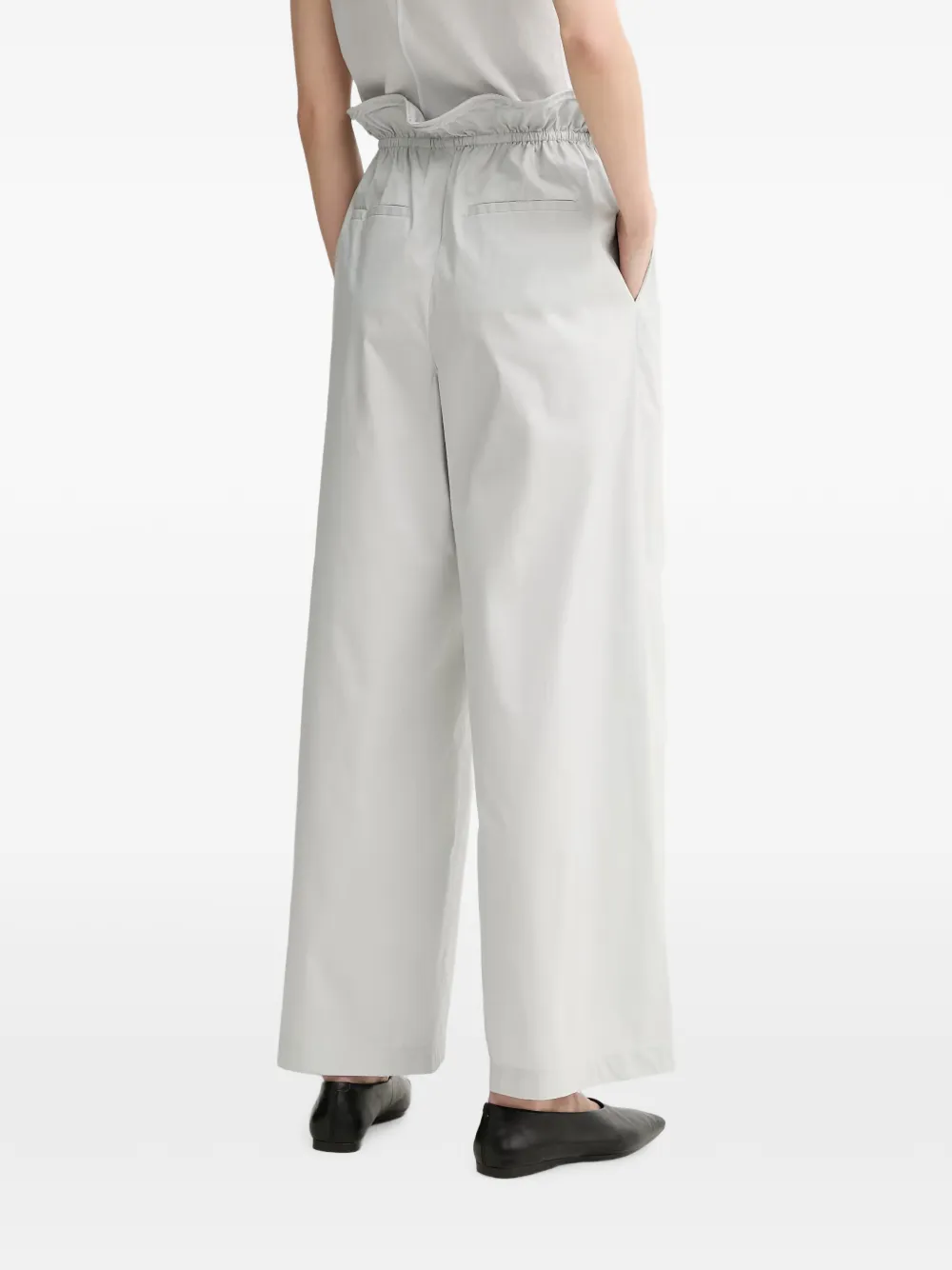 Isabelle Blanche drawstring ruffled-waist trousers Grijs