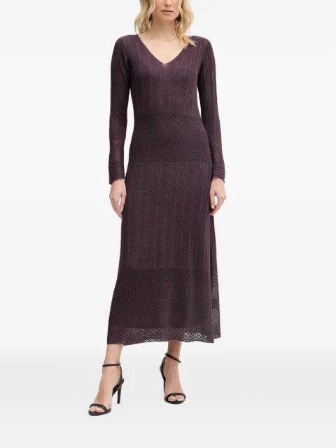 Hoss Intropia vestido midi Ada de punto calado con cuello en V