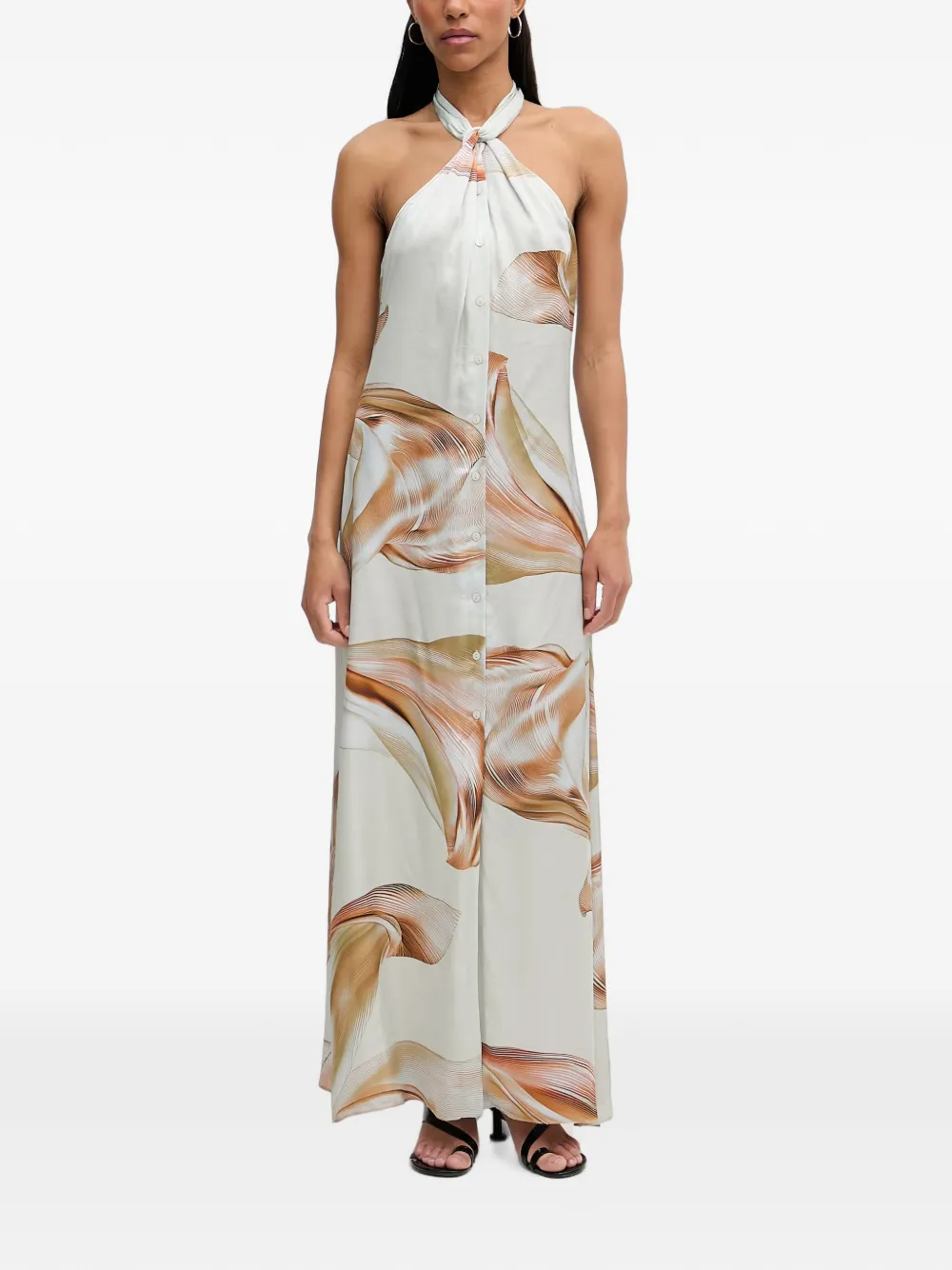 Isabelle Blanche twisted halterneck abstract-print maxi dress