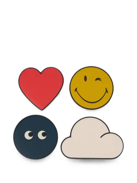 Anya Hindmarch 4 pack Eyes Smiley leather coasters