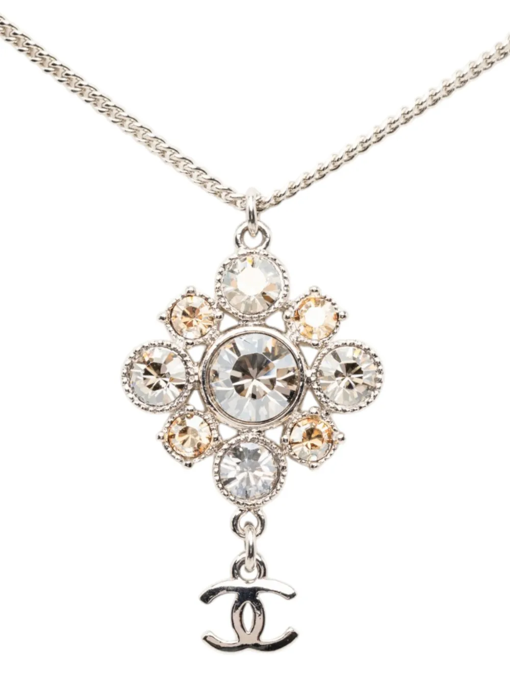 CHANEL Pre-Owned 2012 CC Brass Strass Pendant Necklace costume necklace - Argento