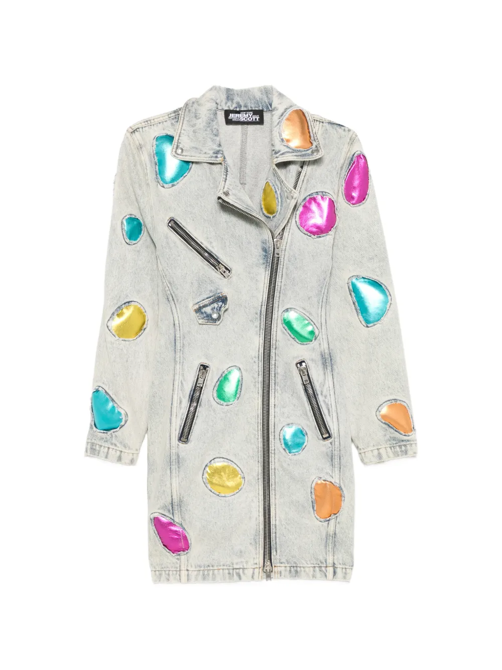 JEREMY SCOTT Pre-Owned 2010s metallic-appliqué denim coat - Blue