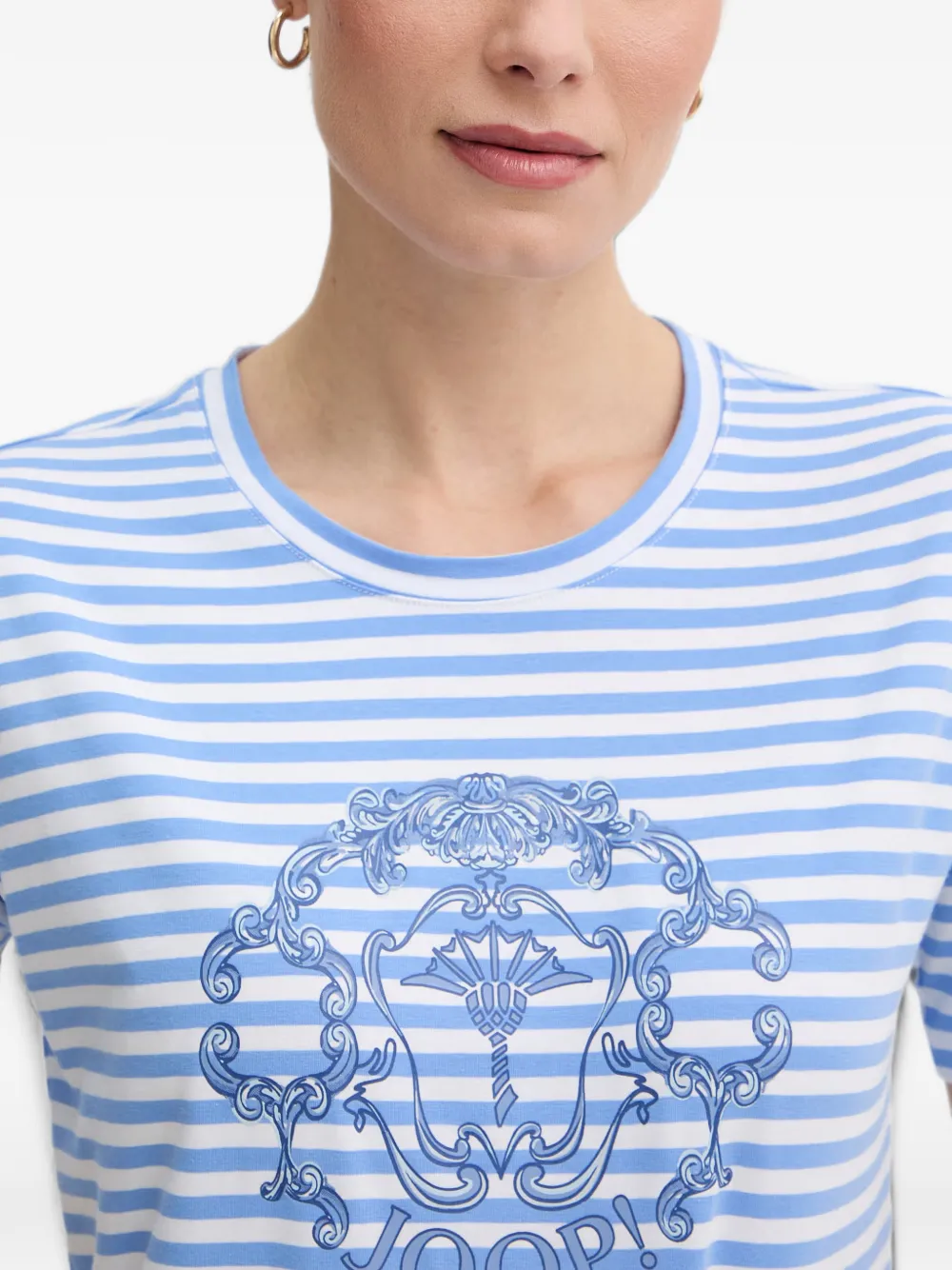 Joop! Tele gestreept T-shirt met logo-print Blauw
