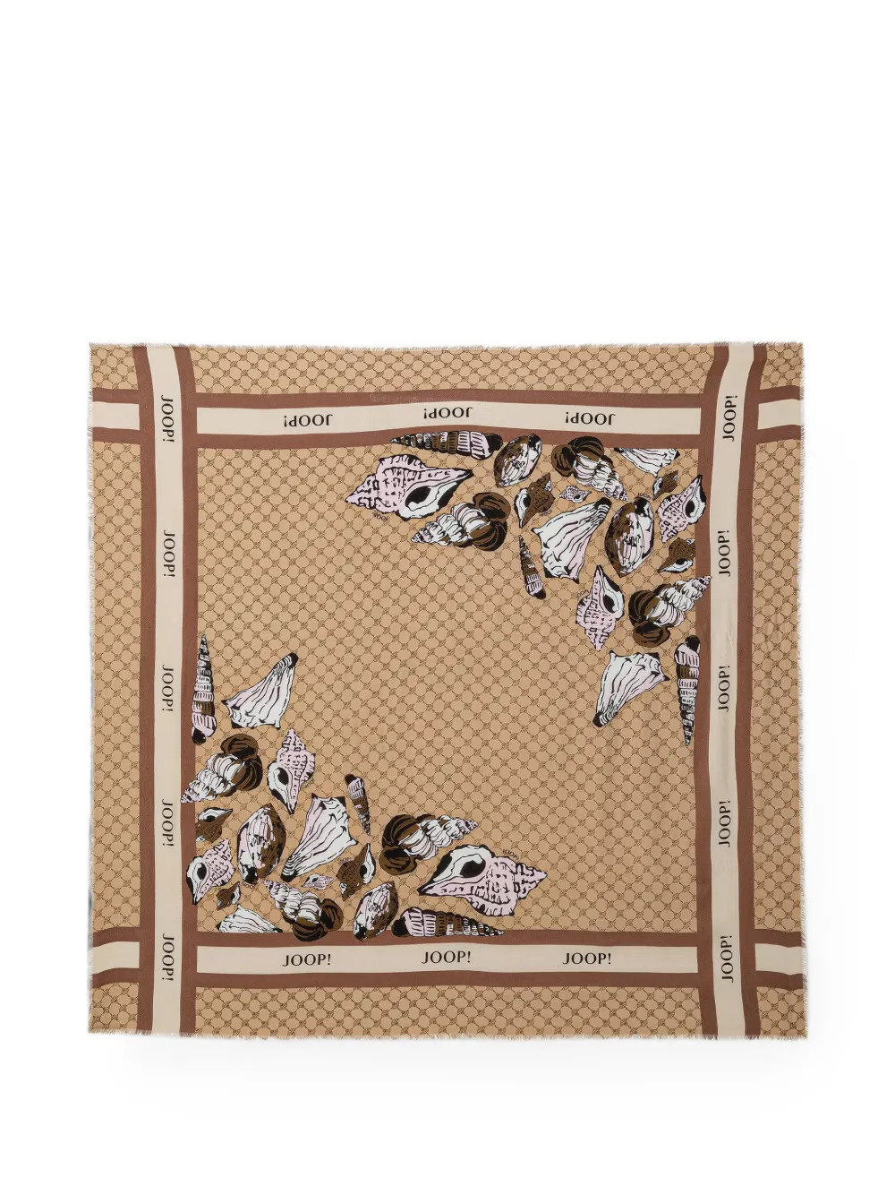 Joop! Adalia seashell-print monogram-pattern scarf - Toni neutri