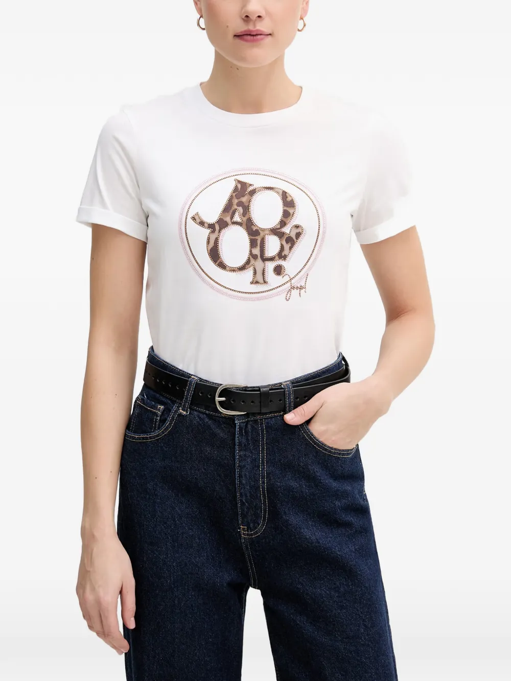 Joop! logo-print rhinestone-embellished T-shirt - Bianco