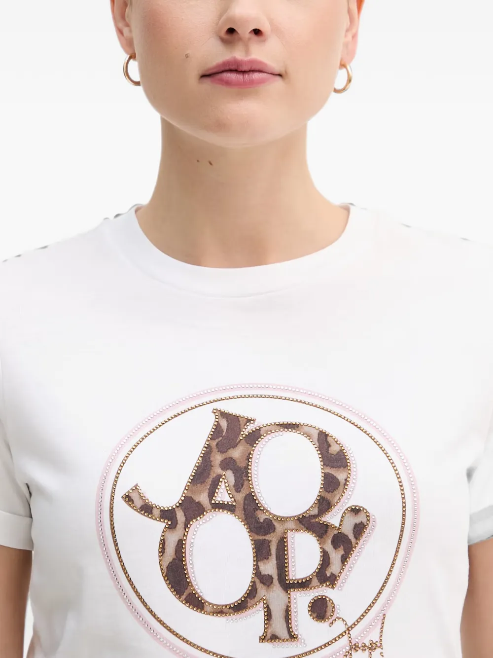 Joop! T-shirt verfraaid met stras Wit