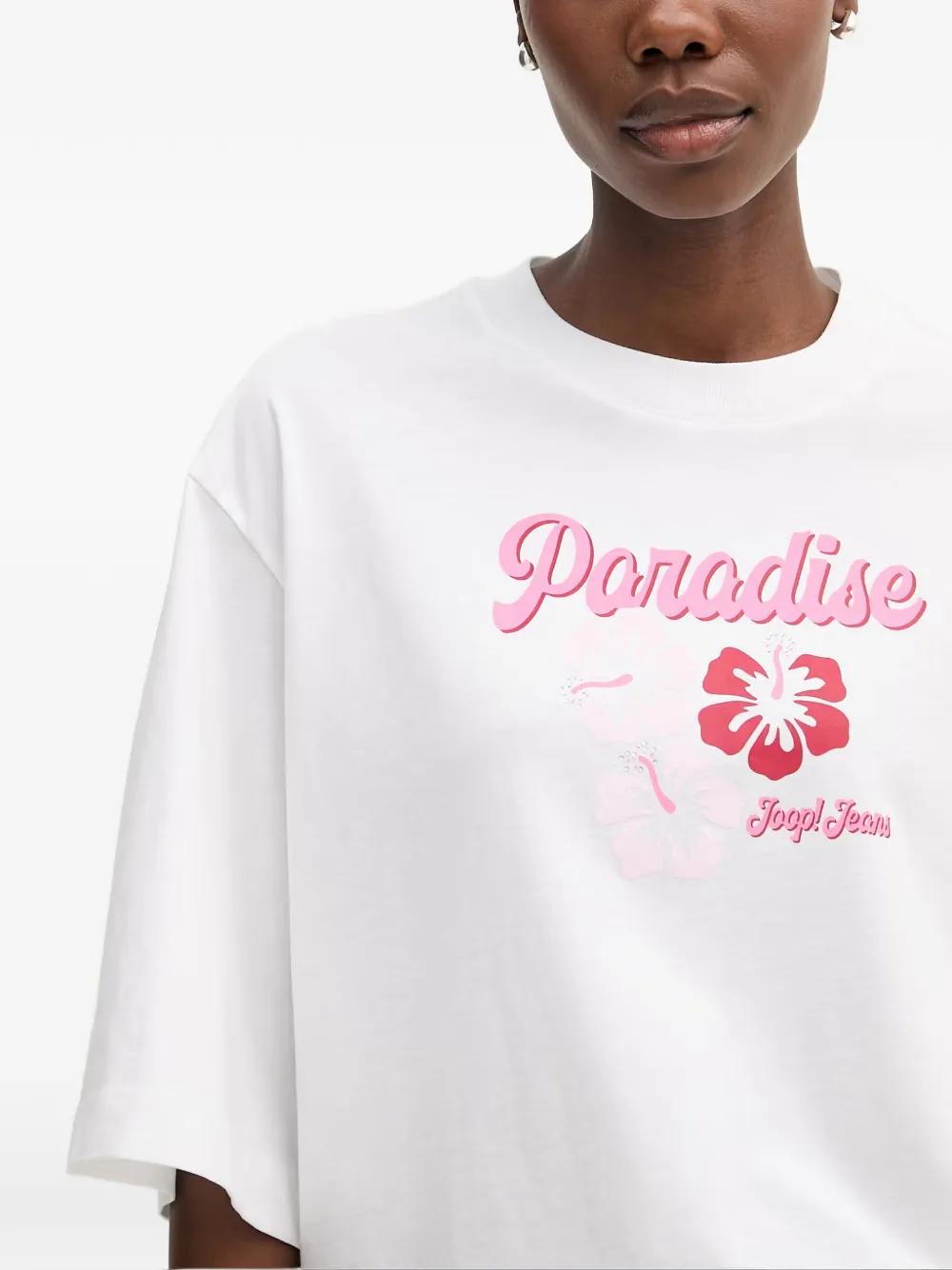 Joop! Boxy-fit T-shirt met grafische print Wit