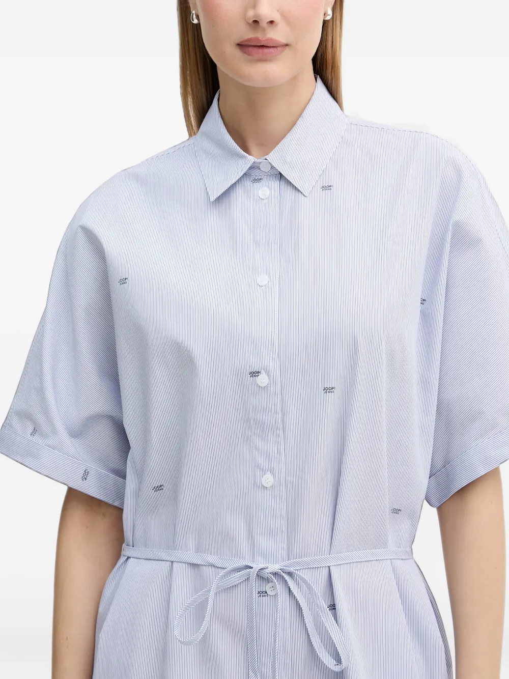 Joop! Gestreepte mini-blousejurk met ceintuur Blauw