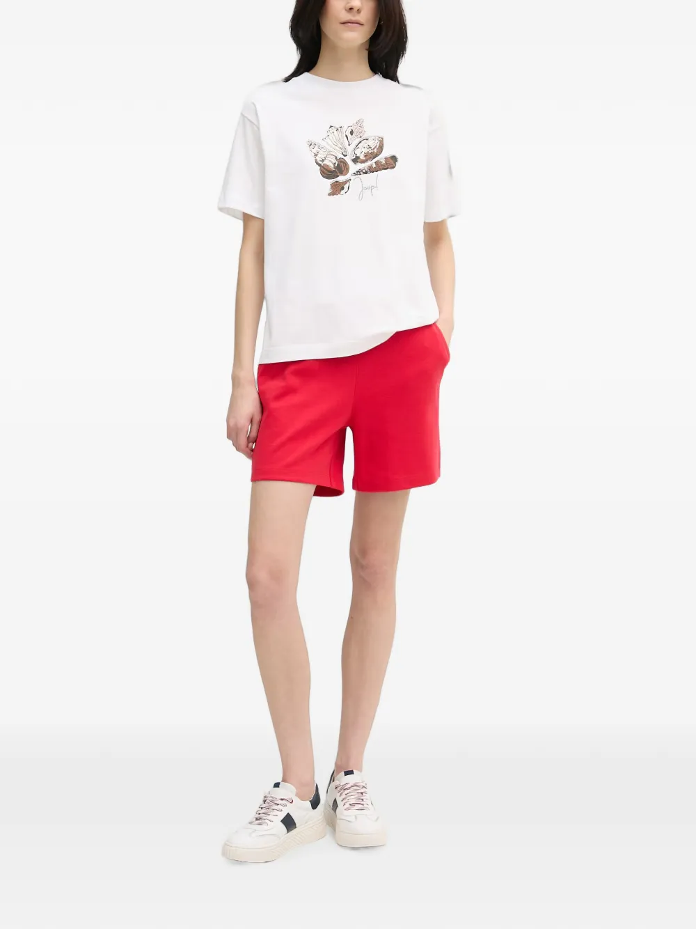 Joop! T-shirt verfraaid met stras en schelp-print Wit