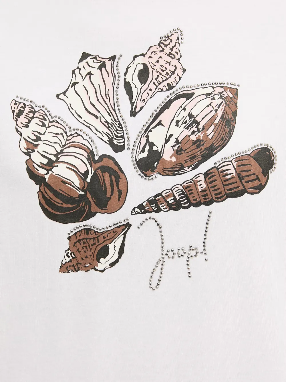 Joop! T-shirt verfraaid met stras en schelp-print Wit