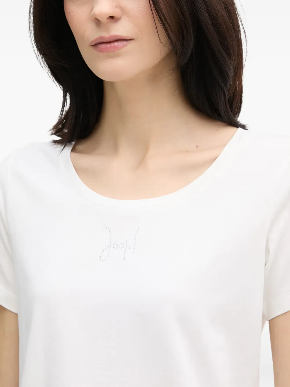 Joop! T-shirt met logo van stras Wit