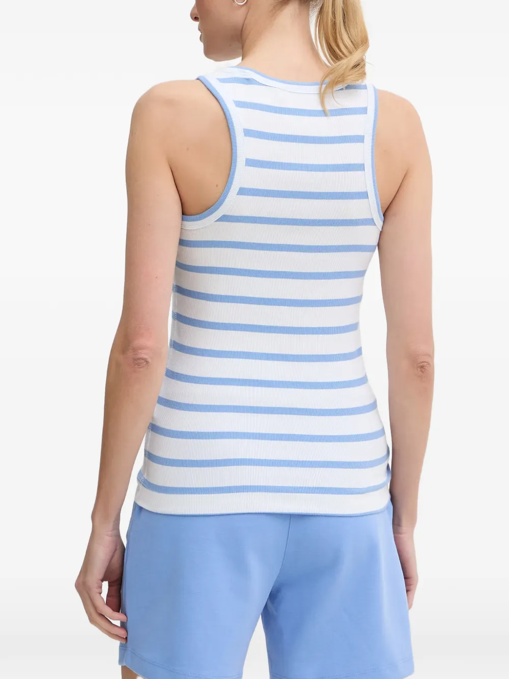 Joop! Telma gestreepte geribbelde tanktop Wit