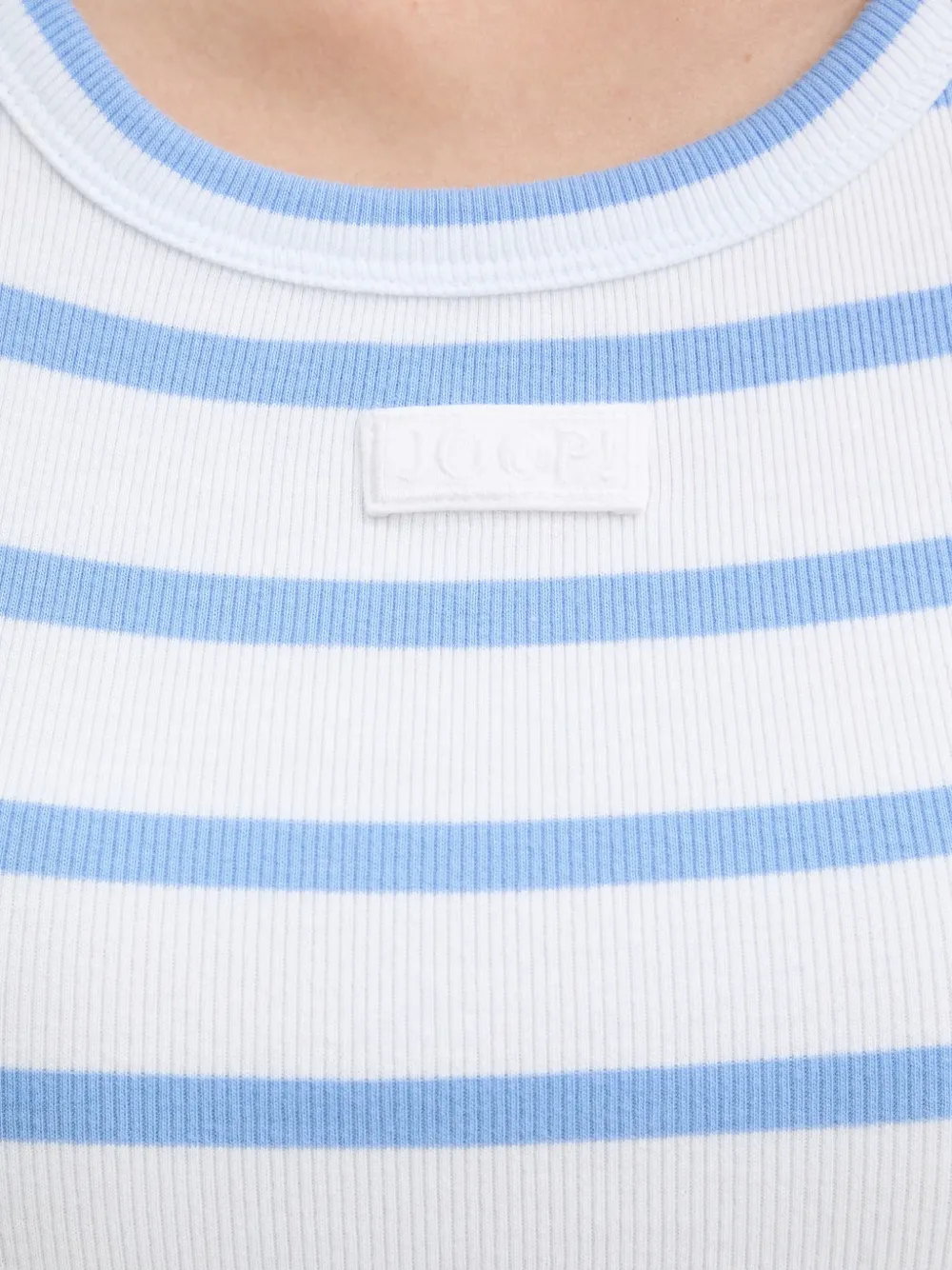 Joop! Telma gestreepte geribbelde tanktop Wit